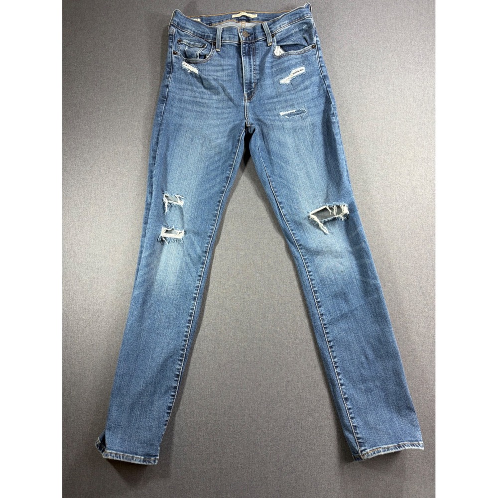 Levis Premium 724 High Rise Straight Distressed Jeans Blue W31 L32